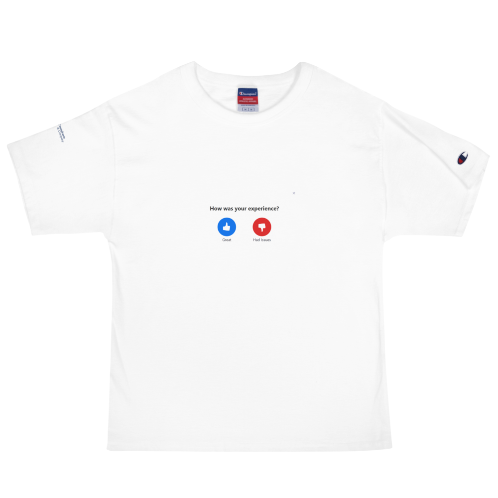 Zoom feedback - Champion white tee
