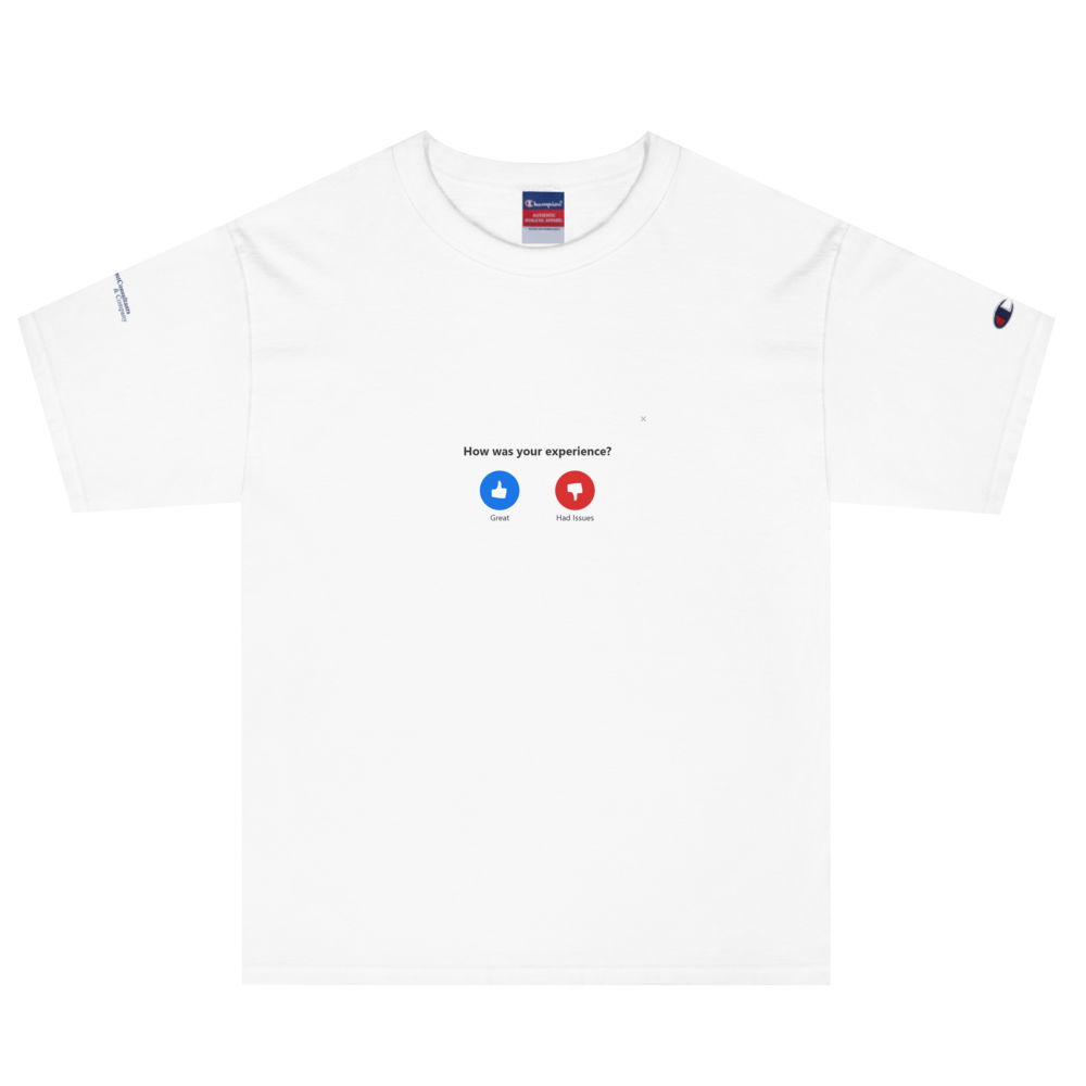 Zoom feedback - Champion white tee